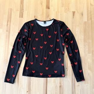 SHEIN Black Top with Red Heart Accents
